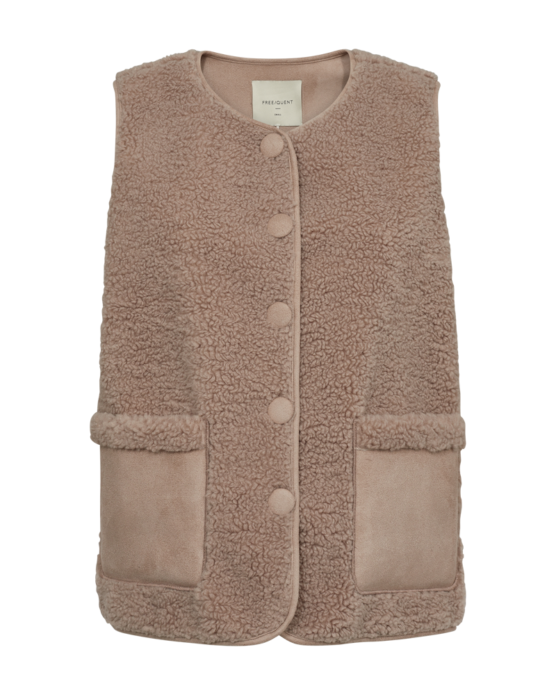 Freequent gilet lamby taupe