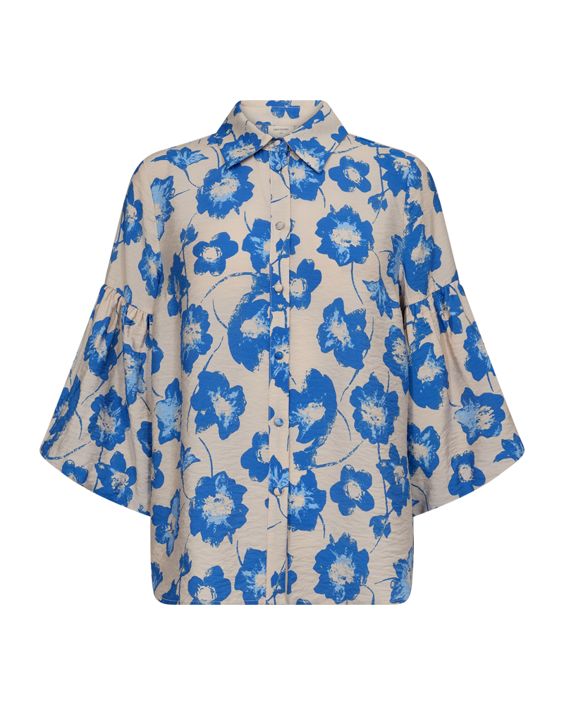 Freequent blouse fluss blauw wit