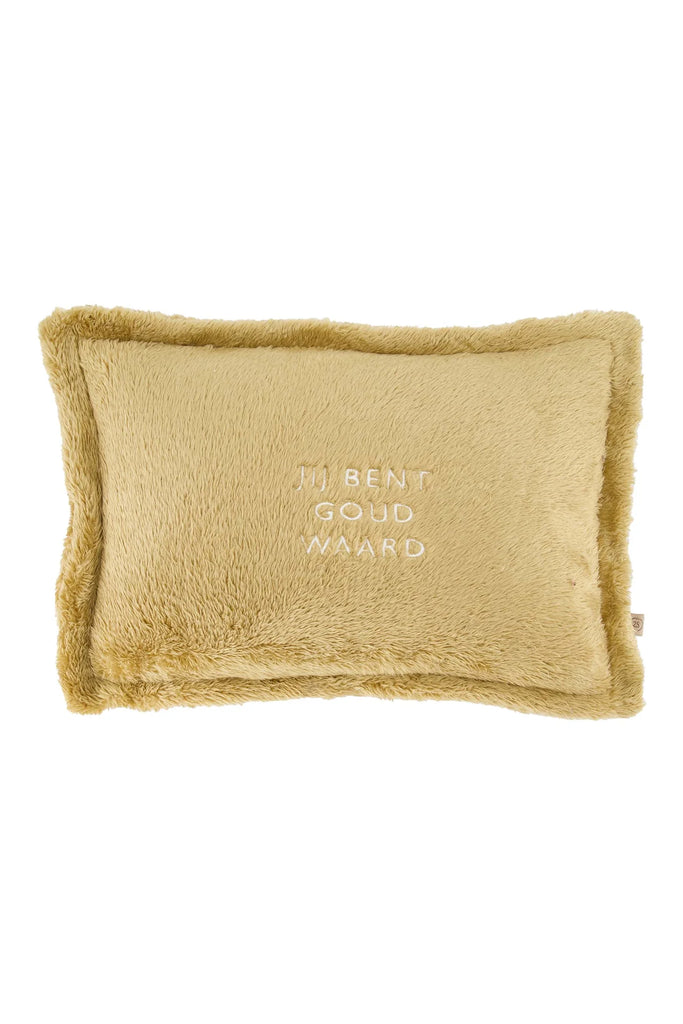 Zusss kussen fluffy jij bent goud waard oker geel
