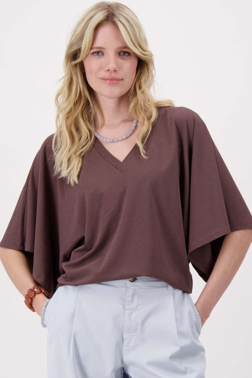 Zusss t-shirt wijde mouw bruin