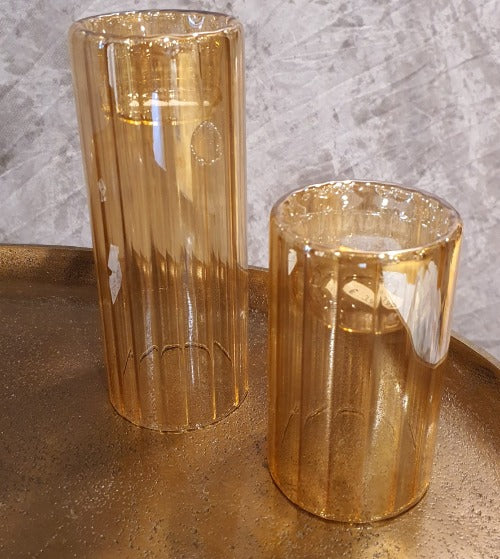 Waxinelichthouder  - goud glas